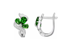 Серебряные cерьги классические с фианитом