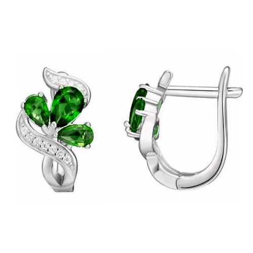 Серебряные cерьги классические с фианитом