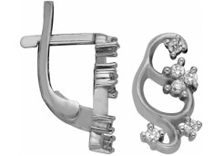 Серебряные cерьги классические с фианитом
