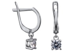 Серебряные cерьги висячие с фианитом