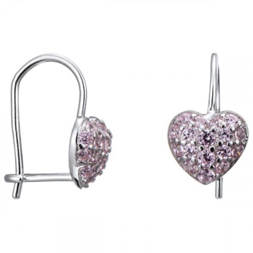 Серебряные cерьги классические с фианитом