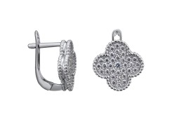 Серебряные cерьги классические с фианитом