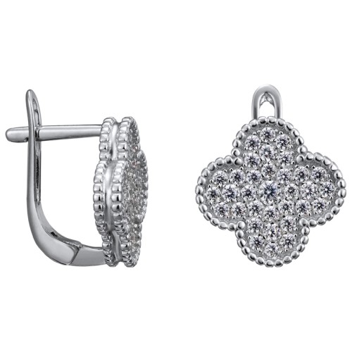 Серебряные cерьги классические с фианитом