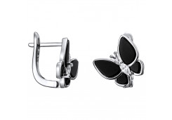 Серебряные cерьги классические с агатом