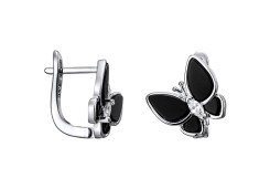 Серебряные cерьги классические с агатом
