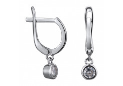 Серебряные cерьги висячие с фианитом