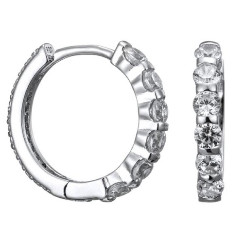 Серебряные cерьги классические с фианитом