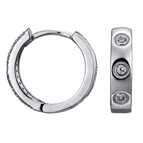 Серебряные cерьги классические с фианитом