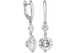 Серебряные cерьги висячие с фианитом
