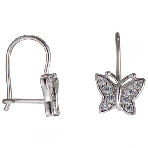 Серебряные cерьги классические с фианитом