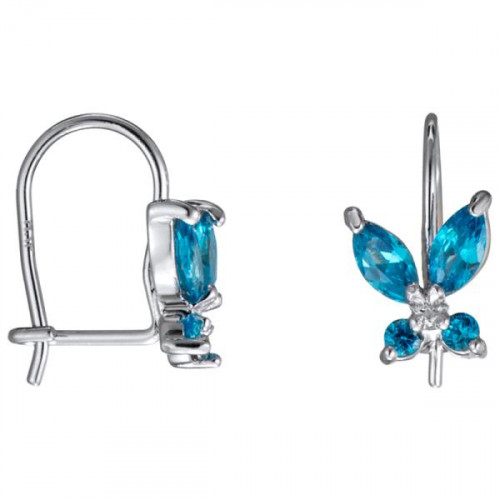 Серебряные cерьги классические с фианитом