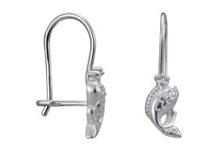 Серебряные cерьги классические с фианитом