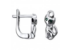 Серебряные cерьги классические с фианитом