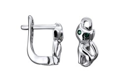 Серебряные cерьги классические с фианитом