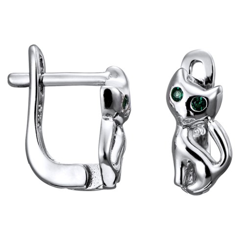 Серебряные cерьги классические с фианитом