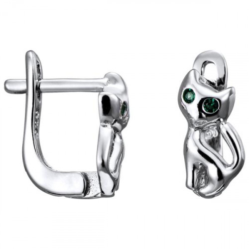 Серебряные cерьги классические с фианитом