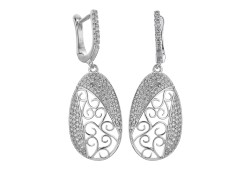 Серебряные cерьги висячие с фианитом