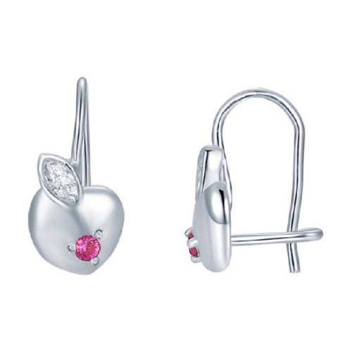 Серебряные cерьги классические с корундом