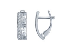 Серебряные cерьги классические с фианитом
