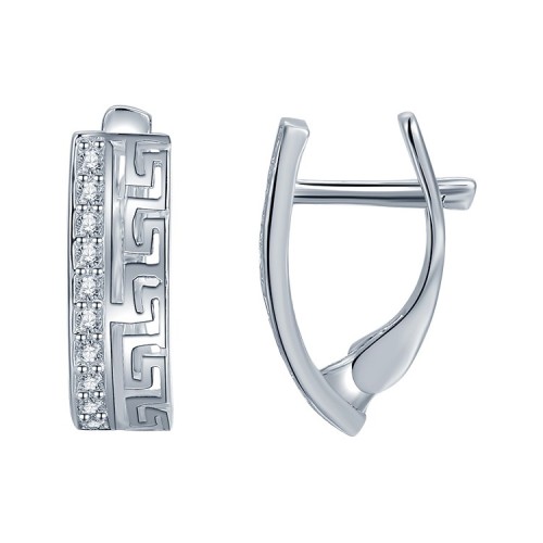 Серебряные cерьги классические с фианитом