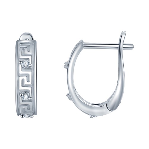 Серебряные cерьги классические с фианитом