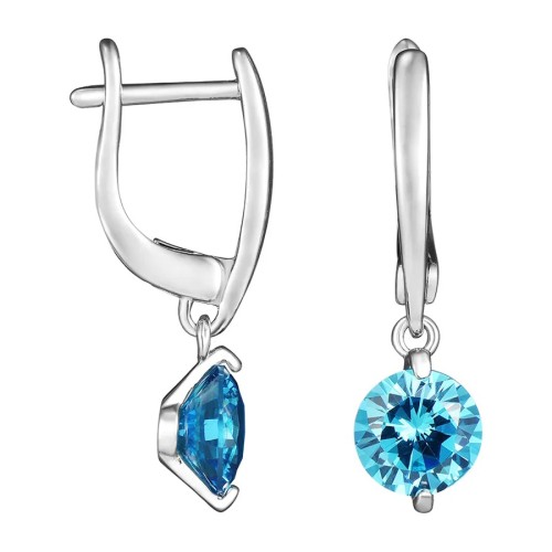 Серебряные cерьги висячие с фианитом