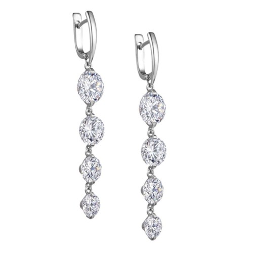 Серебряные cерьги висячие с фианитом