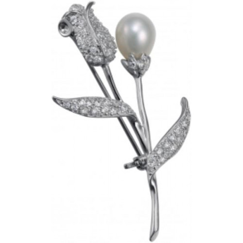 Брошь из серебра с жемчугом