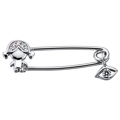 Брошь из серебра с фианитом