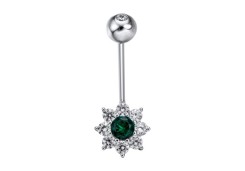 Серьга д/пирсинга из серебра с фианитом