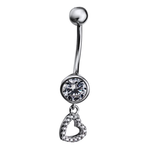 Серьга д/пирсинга из серебра с фианитом