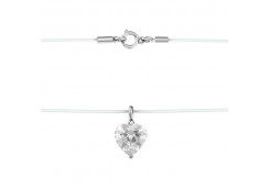 Подвеска на леске из серебра с фианитом