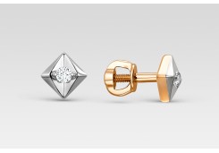 Золотые cерьги пусеты (гвоздики) с бриллиантом