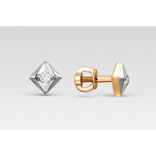 Золотые cерьги пусеты (гвоздики) с бриллиантом