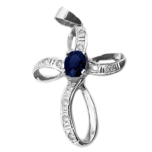 Серебряная подвеска с сапфиром