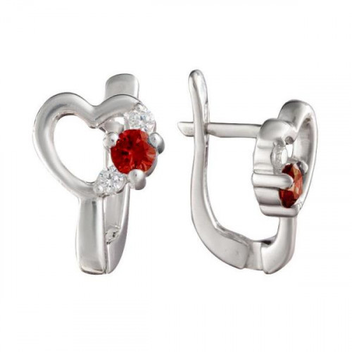 Серебряные cерьги классические с фианитом