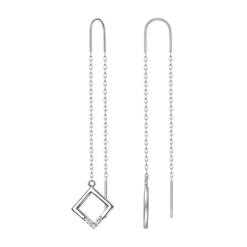 Серебряные cерьги классические с фианитом