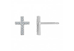 Серебряные cерьги пусеты (гвоздики) с фианитом