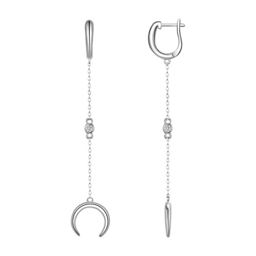 Серебряные cерьги висячие с фианитом