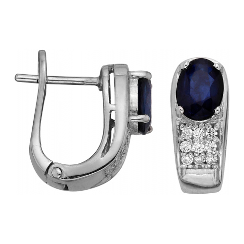 Серебряные cерьги с сапфиром