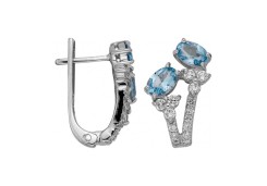 Серебряные cерьги классические с топазом