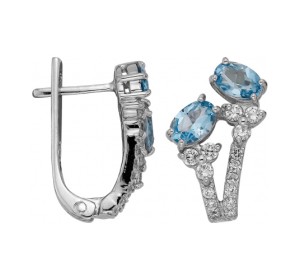 Серебряные cерьги классические с топазом
