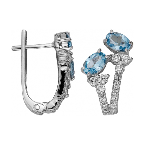 Серебряные cерьги классические с топазом