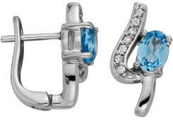 Серебряные cерьги классические с топазом