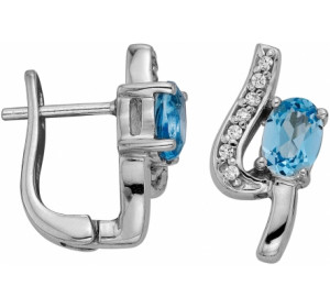 Серебряные cерьги классические с топазом