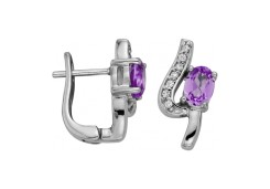 Серебряные cерьги классические с аметистом
