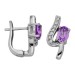 Серебряные cерьги классические с аметистом