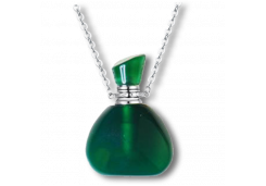 Серебряное колье с агатом зеленым