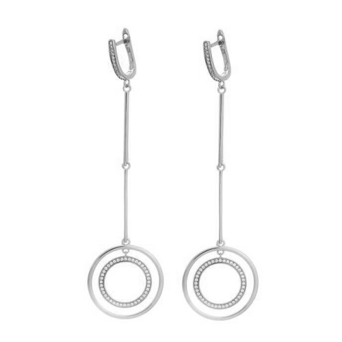 Серебряные cерьги висячие с фианитом