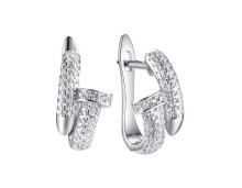 Серебряные cерьги классические с фианитом